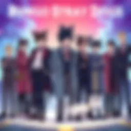 Bungo Stray Dogs Characters A group of main characters from Bungo Stray Dogs standing together, showcasing their unique styles and personalities.