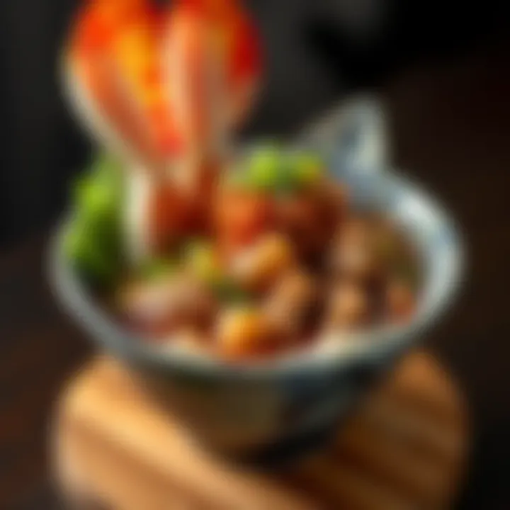 Bunny Oyakadon Dish A bowl of Bunny Oyakadon featuring rice, tender meat, and vegetables in a savory broth, garnished with green onions.