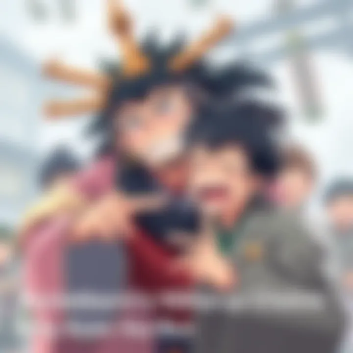 Buratsura laughing while pointing at Kuon, who is making a funny face, both surrounded by amused characters