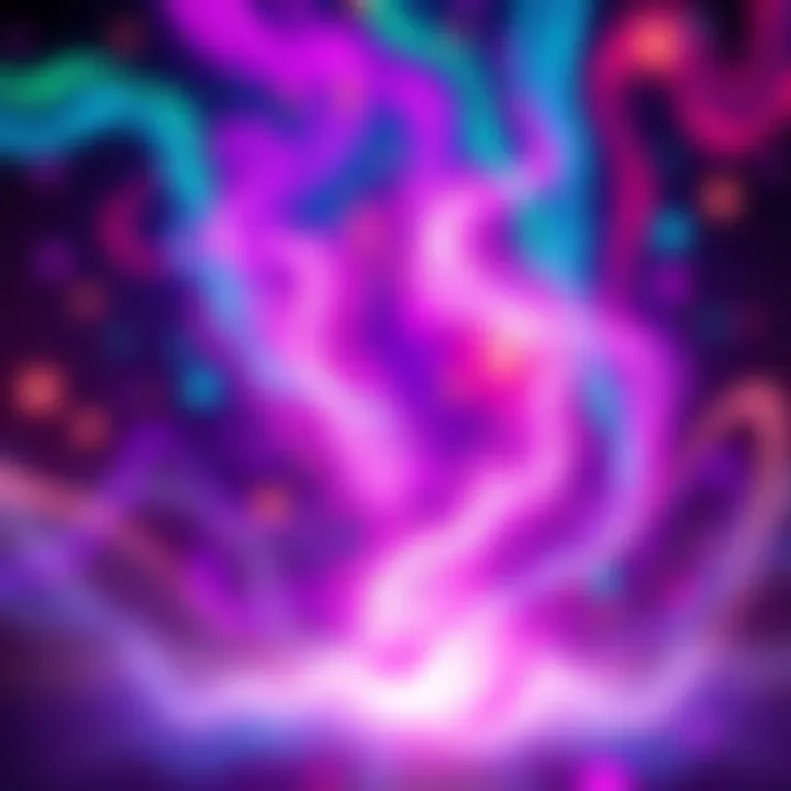 A vibrant representation of Buratsuta's aura with colorful swirls and glowing lights, captivating fans with its distinct energy.