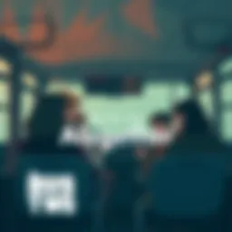 Illustration showing key characters from Bus for Two in a tense discussion inside a bus, with the title 'Altogether' prominently displayed.