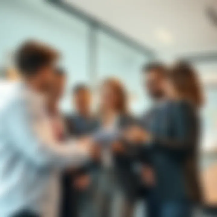 A group of diverse business professionals analyzing market trends and strategies in a conference room setting.