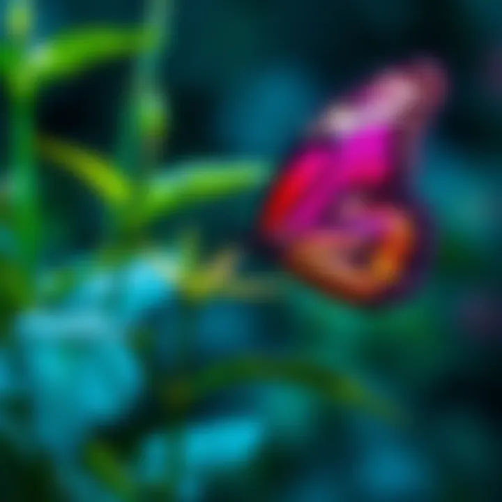 A vibrant butterfly perched on a green plant, symbolizing small actions leading to big changes.