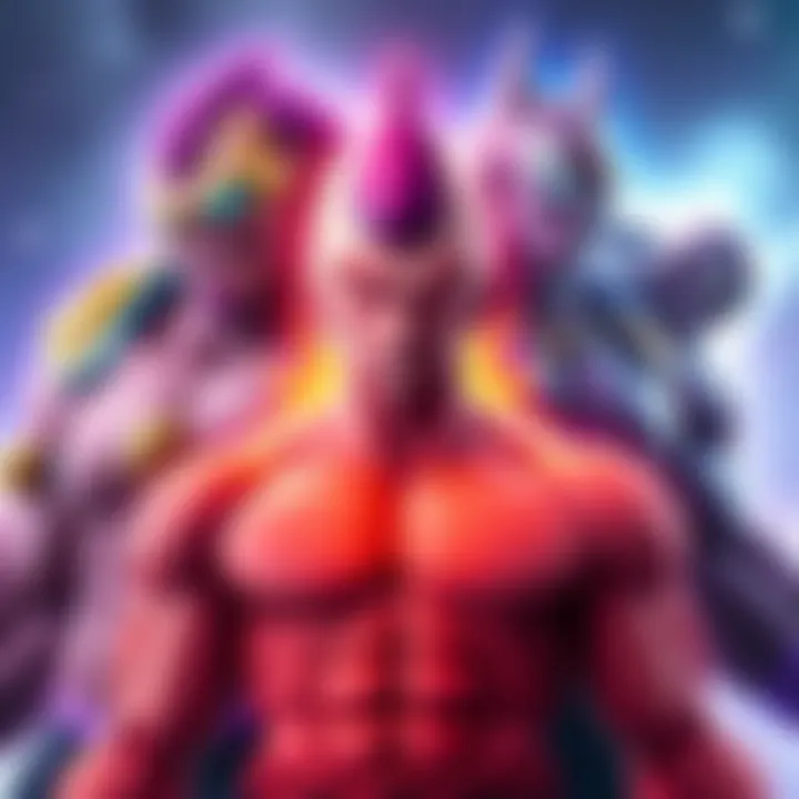 A visual comparison of different Buu forms showcasing their unique traits and features in a vibrant setting.