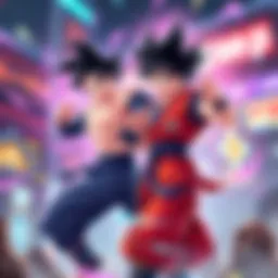 Buuhan and Goku Black in an action pose, showcasing their powers in a vibrant game setting