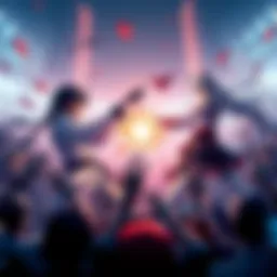 Byakuya and Lilian Face-off Byakuya and Lilian battling in an intense clash, surrounded by cheering fans.