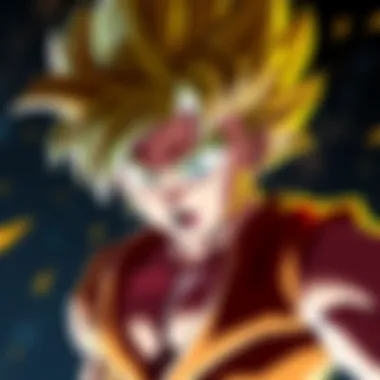 Cabba showcasing his Super Saiyan transformation with a determined expression, ready for battle against legendary fighters.