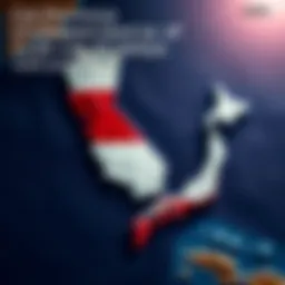 Map comparison of California and Japan A visual comparison showing the size difference between California and Japan on a map