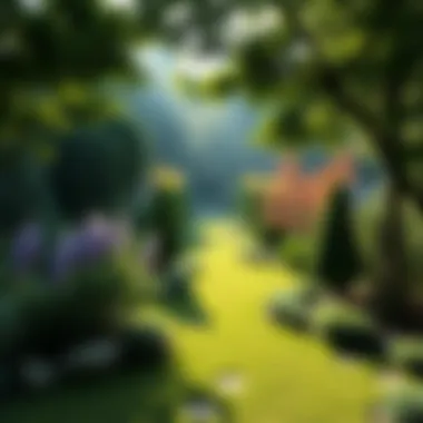 Calm Garden with Sunlight A peaceful garden filled with greenery and sunlight, symbolizing a sacred space for reflection