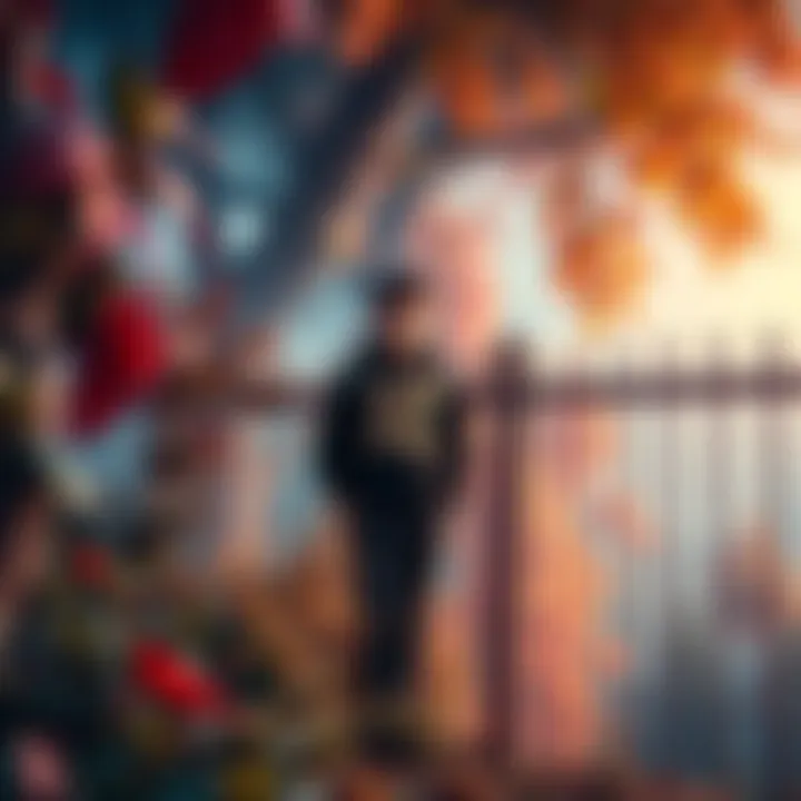 Jojolion Joseph stands calmly beside a vibrant, animated fence that appears to be alive, with leaves swaying and colors shifting, showcasing his tranquility in a strange world.