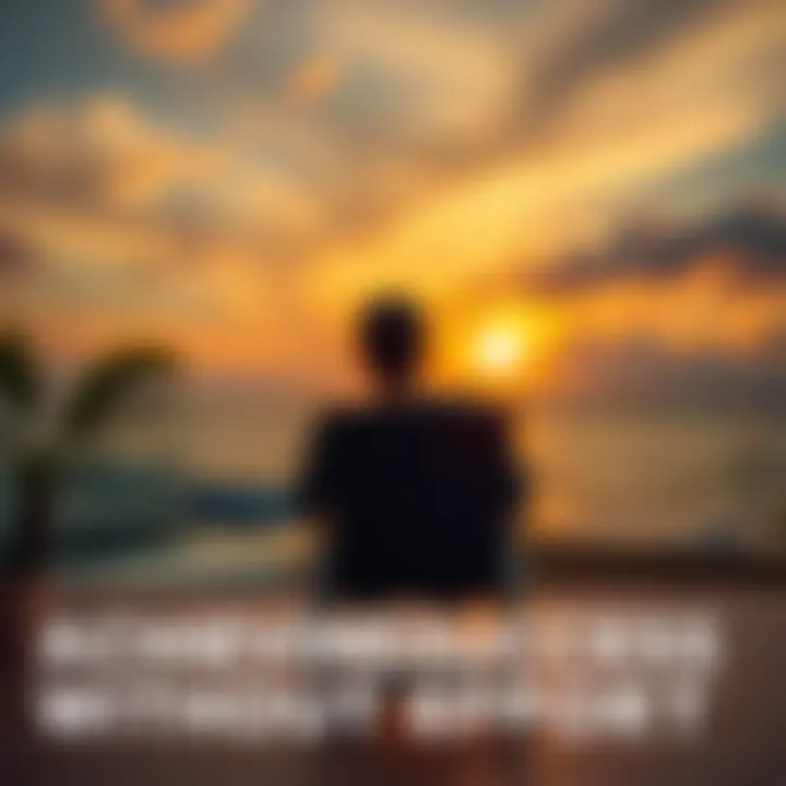 A calm individual reclining in a chair, enjoying a sunset view, representing the idea of success through minimal effort.