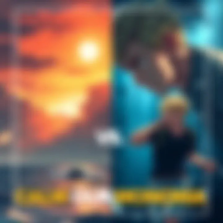 A side-by-side comparison of Calm Monoma's peaceful vibe with a serene background and Hyper Monoma's vibrant energy depicted in an action scene.