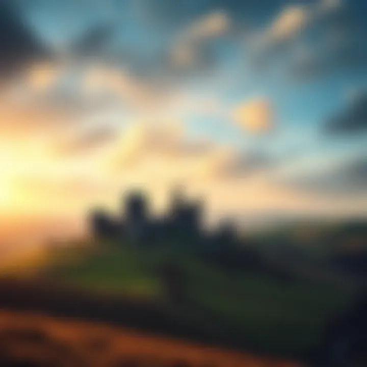 A scenic view of Cameliard, featuring rolling hills and a medieval castle, symbolizing the birthplace of Percival.