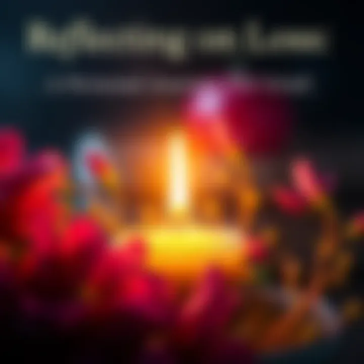 A lit candle surrounded by flowers, symbolizing remembrance and loss