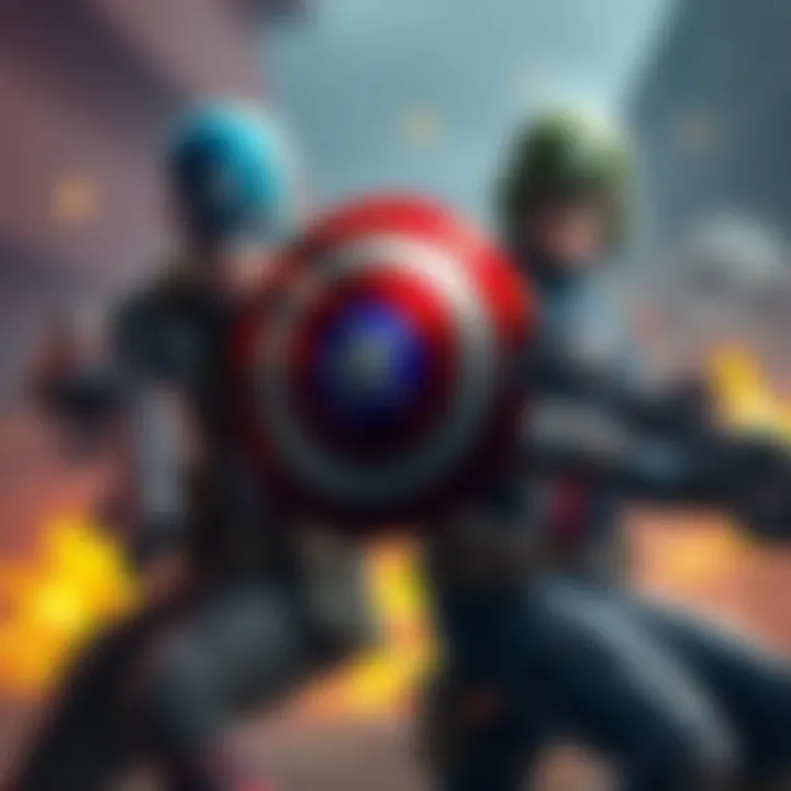 Captain America vs Soldier Boy Captain America and Soldier Boy face off in a comic-style showdown, showcasing their distinct costumes and combat poses.