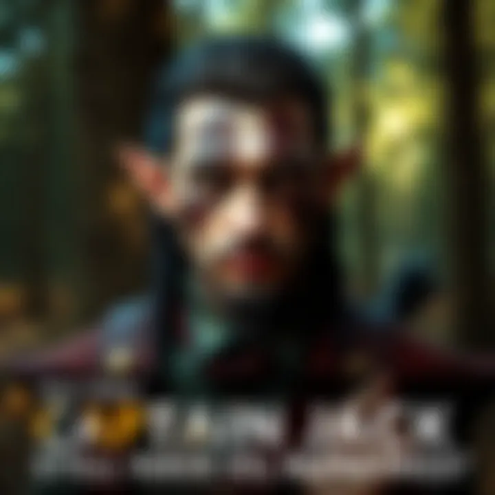 A character resembling Captain Jack with distinct elf markings on his face, standing in a forest setting with a curious expression.