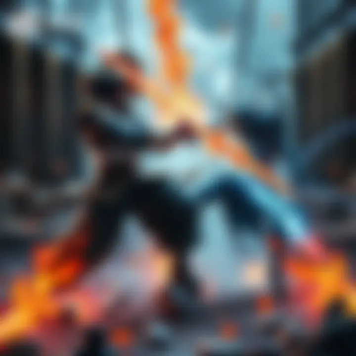 Captain Yama battling Haribel Tres A fierce battle between Captain Yama and Haribel Tres, showcasing their powers and determination.