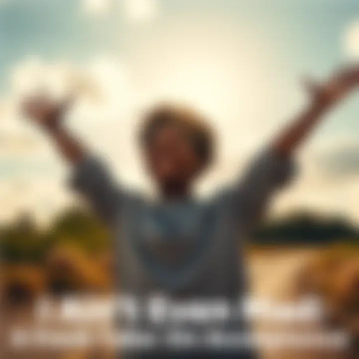A person smiling with arms open wide, embracing a sunny day outdoors, symbolizing acceptance and a positive mindset.