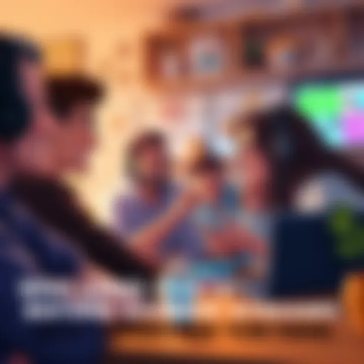 A vtuber engaging in a lively conversation with fans during a live stream, showcasing a warm atmosphere with animated facial expressions and a cozy background.