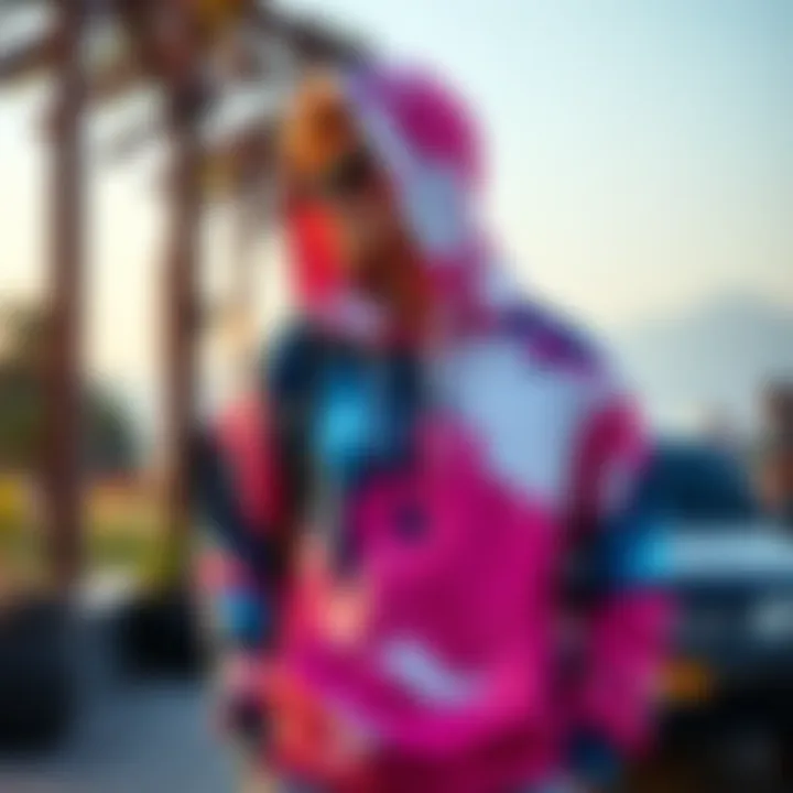 Casual Bleach Hoodie A stylish person wearing a bleach hoodie, showcasing a unique and trendy design in a relaxed outdoor setting.