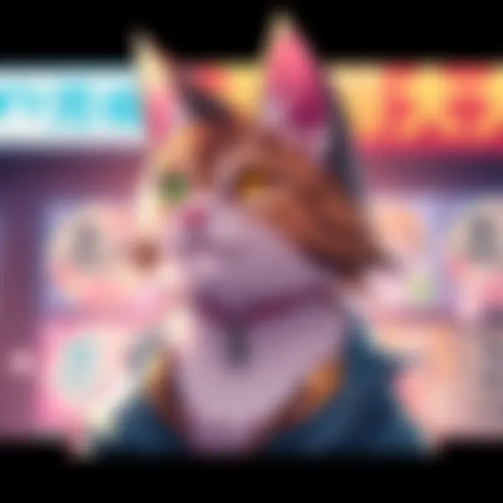 A colorful illustration of a cat designed to resemble a character from Jujutsu Kaisen, blending anime style with pet features.