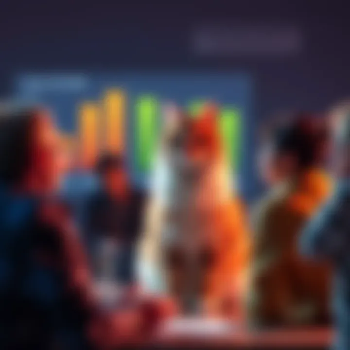 A group of people discussing the power levels of a popular cat character, with charts showing universal, outerversal, and high-multiversal rankings in the background.