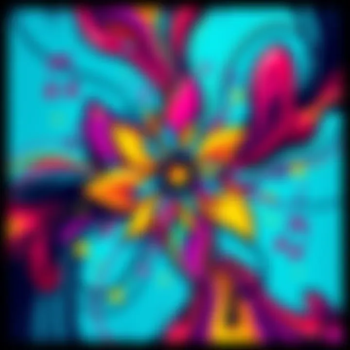 A vibrant album cover featuring a colorful abstract design representing music and rhythm.