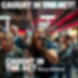 Group of people surprised and reacting to an unexpected incident in a public area.