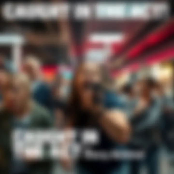 Group of people surprised and reacting to an unexpected incident in a public area.