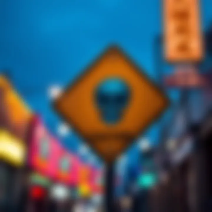 A caution sign featuring a skull to symbolize dangerous trends and behaviors. The sign is placed in a warning context, representing the need for safety awareness.