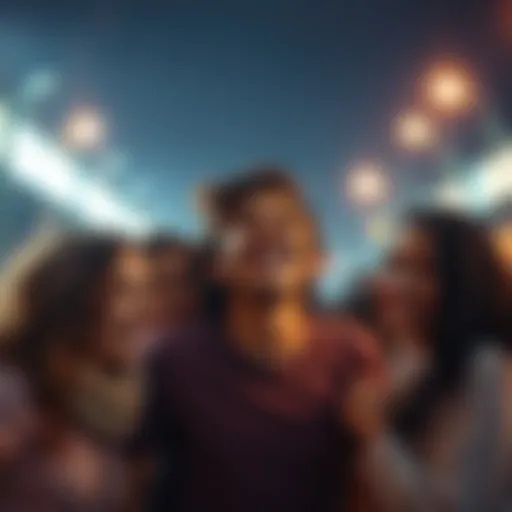 A person joyfully surrounded by three friends, smiling and sharing an intimate moment of connection after overcoming challenges