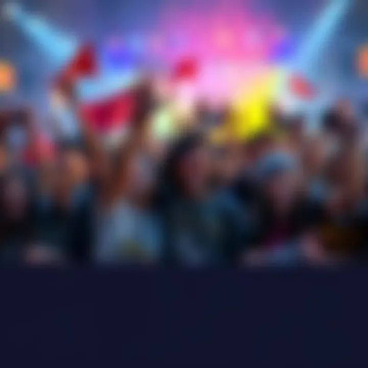 Celebrating a Series Finale A group of fans joyfully celebrating the finale of a beloved series, holding banners and wearing themed merchandise.