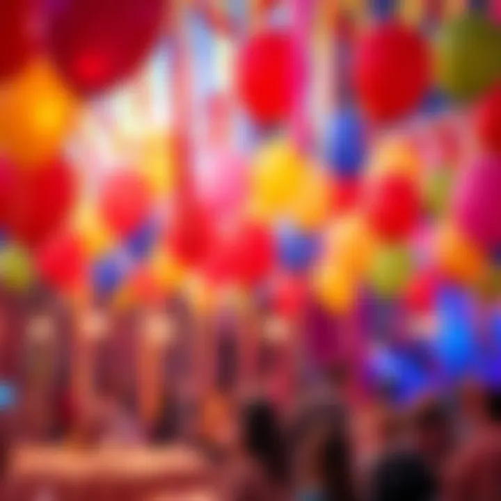 Colorful balloons and streamers at a festive celebration