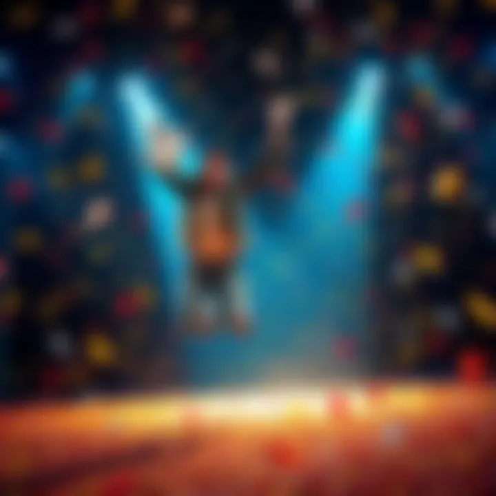 A person jumping in excitement, holding a certificate and confetti falling around them.