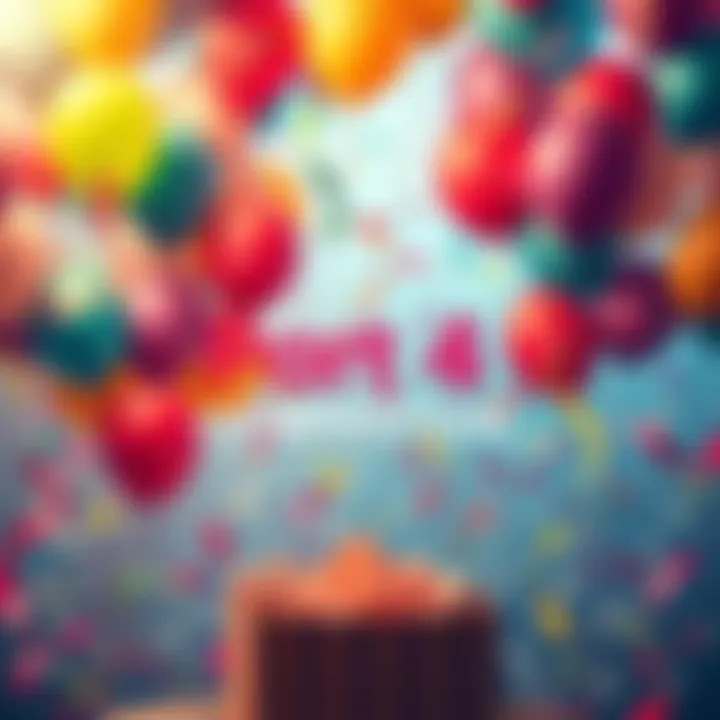 A festive scene with colorful balloons and confetti celebrating the completion of Part 4
