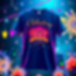 A commemorative T-shirt celebrating a 10th anniversary, featuring bright colors and festive designs.