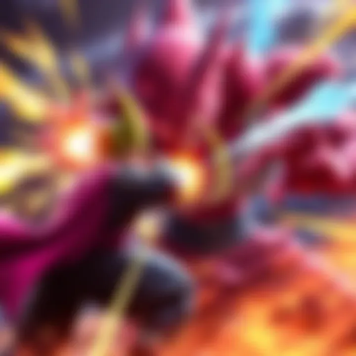 Cell and Buu confront Mr. Satan in an intense fight scene with energy blasts and dramatic poses.