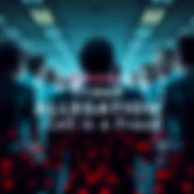 Graphic showing text of fraud allegations against Cell, with a background of worried business people.