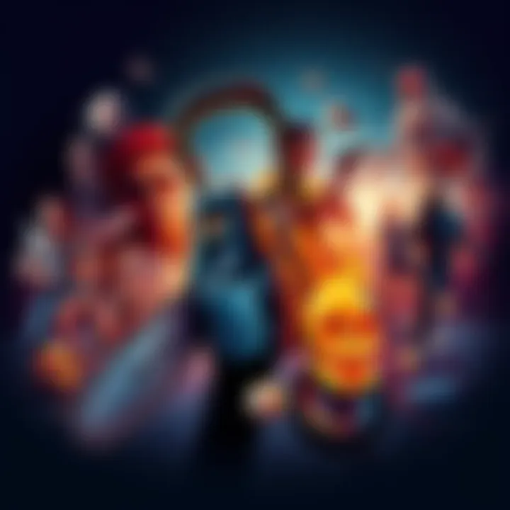 A chainsaw surrounded by fictional elements representing various narratives, illustrating its role in stories.