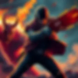 Chainsaw Man battles a powerful enemy with his chainsaw weapon, showcasing intense action and character design.