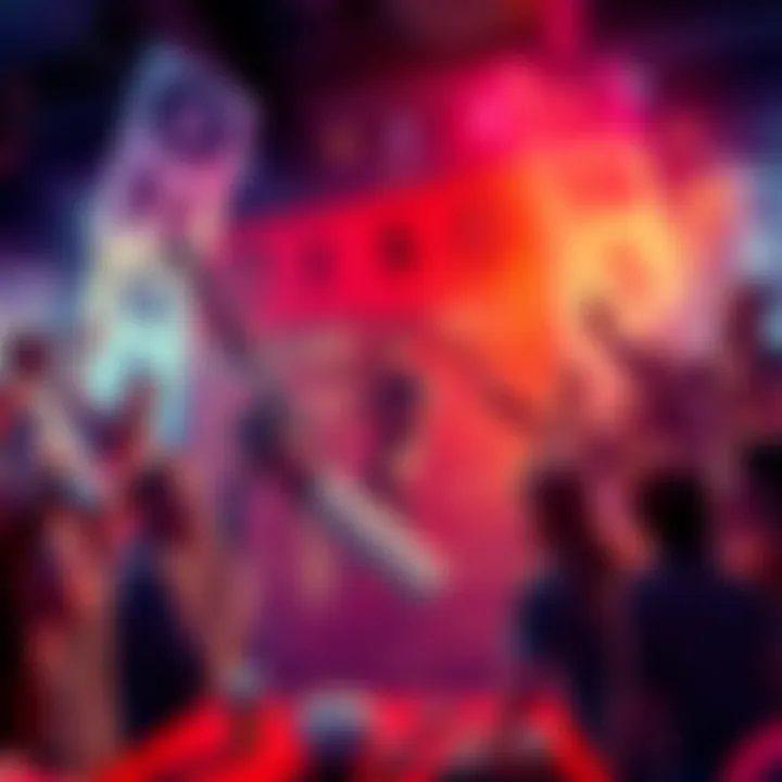 A colorful bingo card featuring Chainsaw Man characters and themes, surrounded by excited fans discussing their picks.