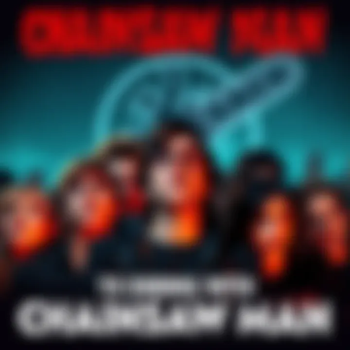 A group of fans expressing mixed emotions about the ending of Chainsaw Man, some looking disappointed and others relieved, with a chainsaw icon in the background.