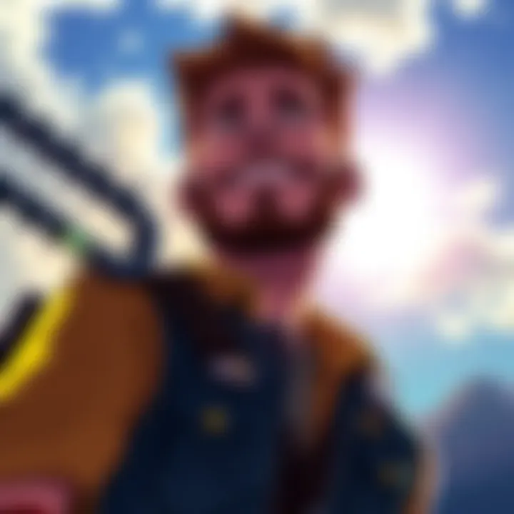 Illustration of Chainsaw Man character looking hopeful against a backdrop of a bright sky, symbolizing optimism for the future.