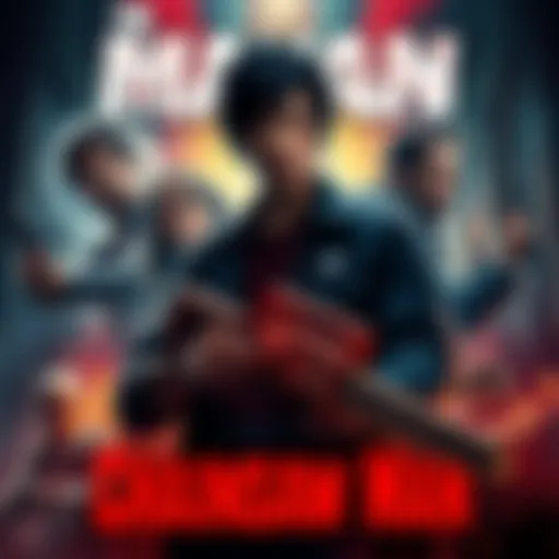 Promotional poster for the Chainsaw Man movie featuring the Reze Arc, showcasing main characters and action scenes.