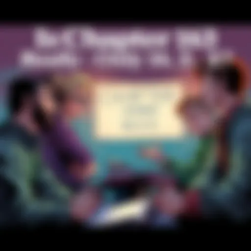 Discussion on Chapter Numbers A group of people discussing comic chapter numbers with puzzled expressions, surrounded by comic books and notes.