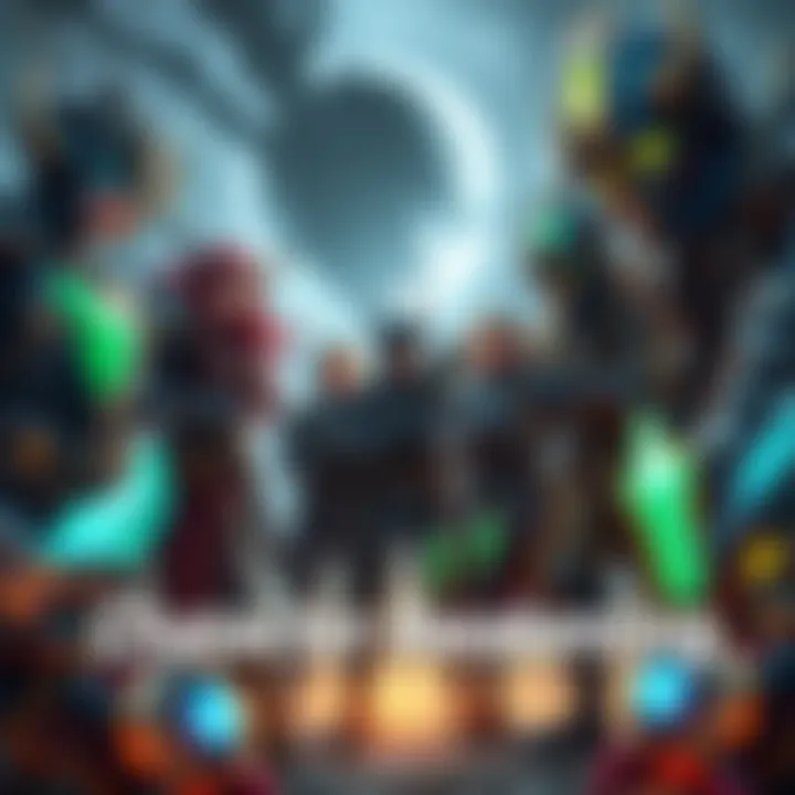 A group of fantasy characters ready for awakening to form a strong gaming team.