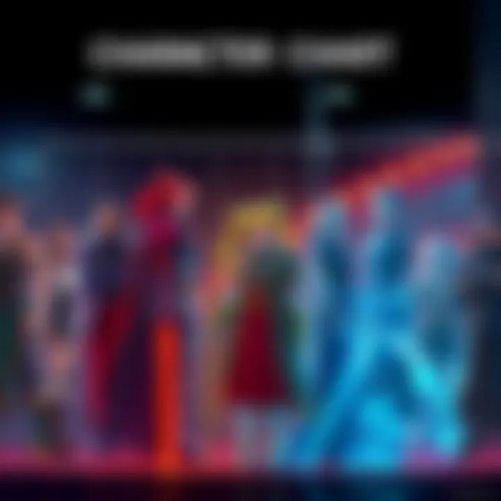 A chart displaying various characters lined up in order of height, showing their proportions accurately based on lore