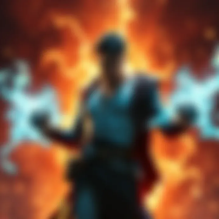 A strong character channels Curse Energy, surrounded by a glowing aura, showcasing their physical power and determination.