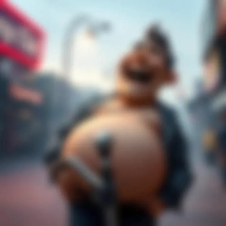 Character with a Belly Laughing A character with a prominent belly laughing and enjoying life, showing a carefree attitude and charm, illustrating a humorous personality quirk.