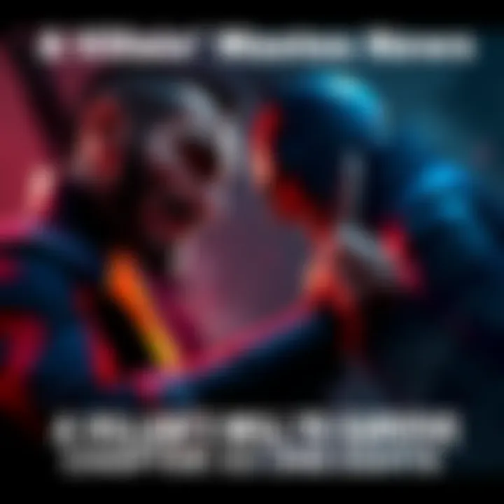 Character Confrontation A tense moment between the main villain and a rival character, showcasing their struggle for power in a dark setting.